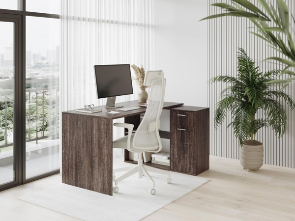 Schreibtisch klein 136 x 101 x 75 cm Eiche Vintage Wenge – Bürotisch Eckschreibtisch RICOO WM083-VW Bild 2