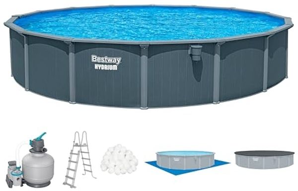Bestway Pool Hydrium (Set, Inkl. Sandfilteranlage, Sicherheitsleiter, Abdeckplane, Bodenplane), Ø 732 x 132 cm