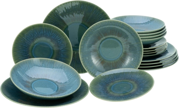 CreaTable Tafelservice Sea Breeze Mint (18-tlg), 6 Personen, Steinzeug