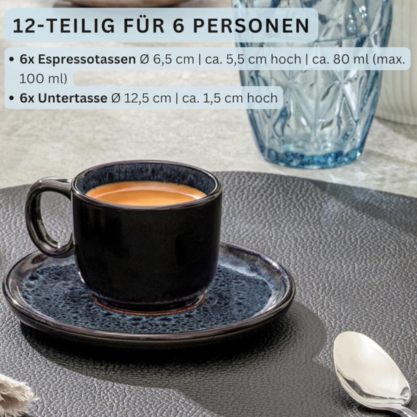 SÄNGER Espressotassen Set Manila - 12 teilig aus Steingut Bild 2