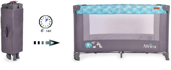 Cangaroo Reisebett Africa Laufstall Seiteneingang Matratze Sichtfenster Tasche türkis Bild 5