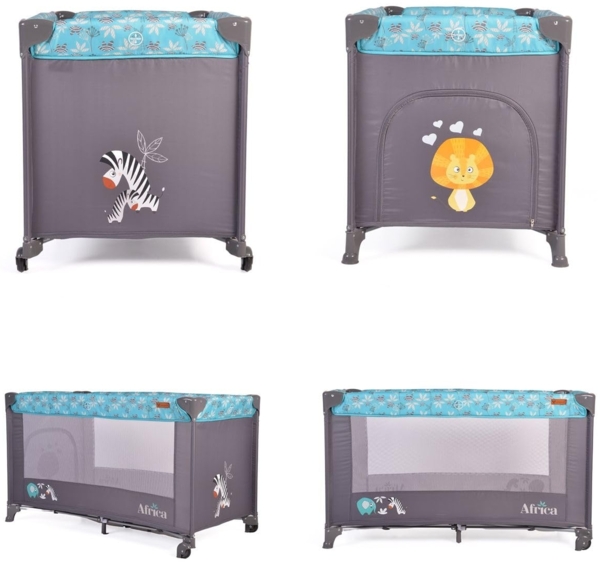 Cangaroo Reisebett Africa Laufstall Seiteneingang Matratze Sichtfenster Tasche türkis Bild 6