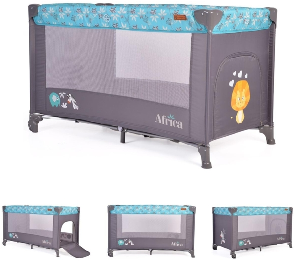 Cangaroo Reisebett Africa Laufstall Seiteneingang Matratze Sichtfenster Tasche türkis Bild 2