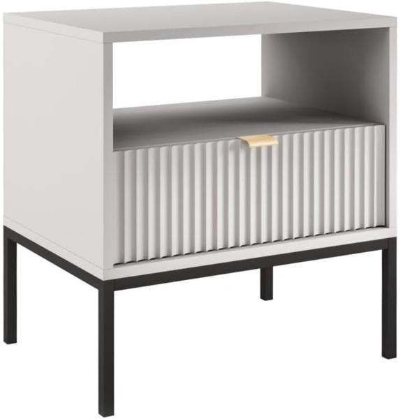 Vente-unique - Nachttisch mit 1 Schublade & 1 Ablage - Grau - LIOUBA von Pascal Morabito