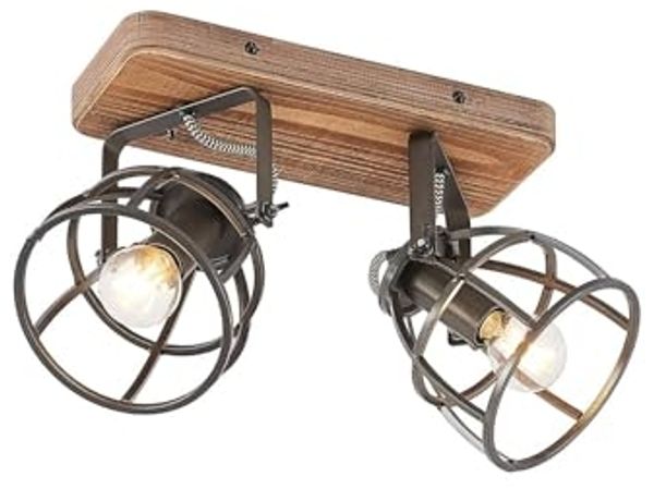 Lindby Deckenleuchten Rutger, Holz IP20, 2 x 25 W
