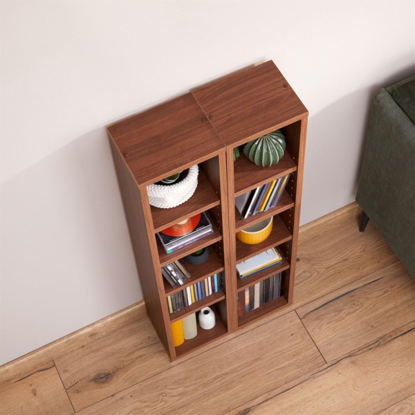 CARO-Möbel CD-Regal CHART, Medienregal aus 2 Modulen, Medien Aufbewahrung bis zu 160 CDs nussbaum Bild 7