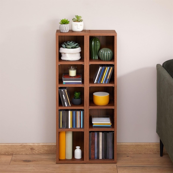 CARO-Möbel CD-Regal CHART, Medienregal aus 2 Modulen, Medien Aufbewahrung bis zu 160 CDs nussbaum Bild 5