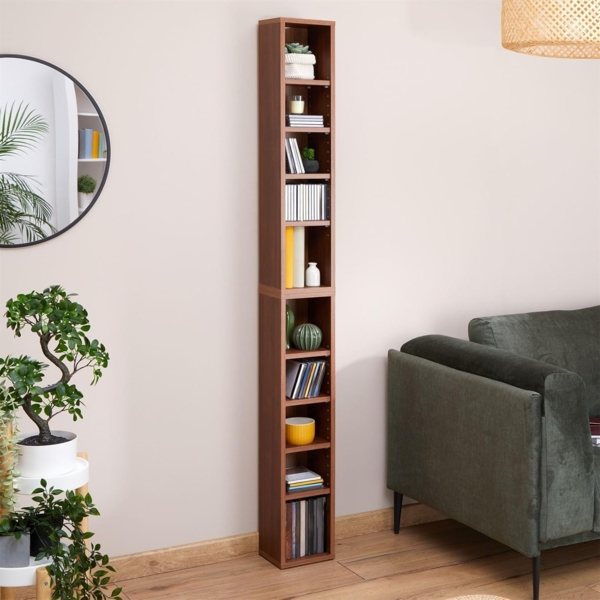 CARO-Möbel CD-Regal CHART, Medienregal aus 2 Modulen, Medien Aufbewahrung bis zu 160 CDs nussbaum Bild 6