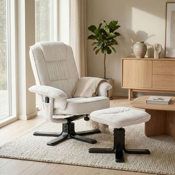 IDIMEX Relaxsessel CHARLY, mit Hocker aus Kordstoff