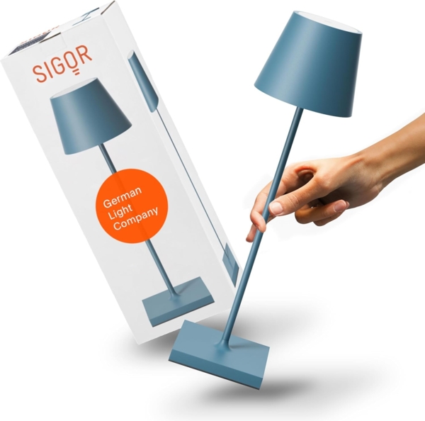 SIGOR LED Tischleuchte Akku-Tischleuchte, Dimmbar, LED fest integriert, Warmweiß