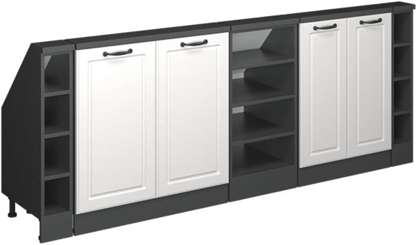 Küchenschrank für Dachschrägen R-Line Weiß Landhaus 215 cm 5er Set Vicco