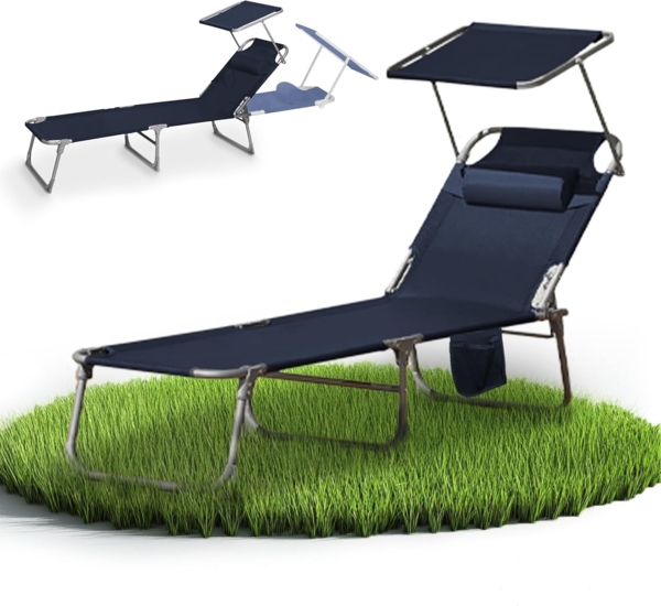 VCM Sonnenliege Dach 917008 Anthrazit L. 185 x H. 24 x B. 55 cm