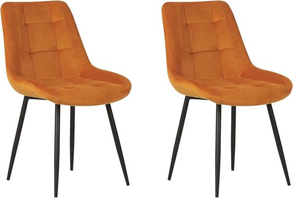 Esszimmerstuhl 2er Set MELROSE Samtstoff Orange