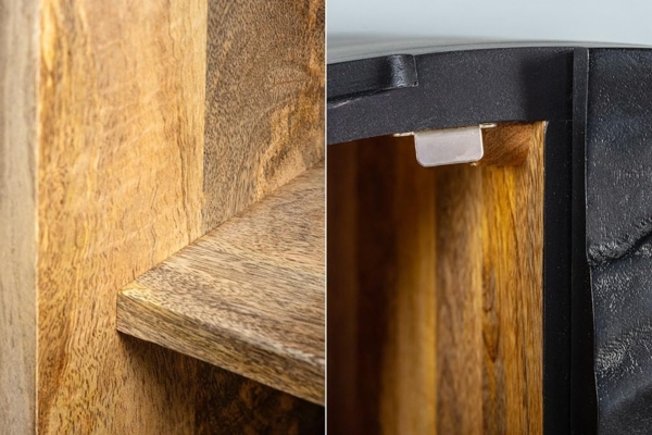 riess-ambiente Highboard LION 140cm schwarz /gold · runder Wohnzimmer-Schrank aus Massivholz (Einzelartikel, 1 St), 3D Schnitzerei · Löwenkopf-Design · handmade · 2 Türen & 6 Fächer Bild 8