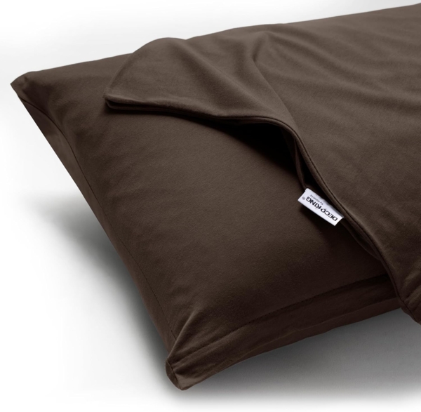 DecoKing 2 Kissenbezüge 20x145 cm Jersey 100% gekämmte Baumwolle Reißverschluss braun Amber Bild 3