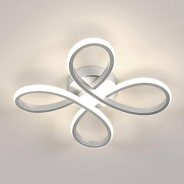 Comely LED Deckenleuchte, 30W 30cm Modern LED Deckenlampe Deckenbeleuchtung für Wohnzimmer Schlafzimmer Esszimmer, Neutrales Licht 4500K, Silber