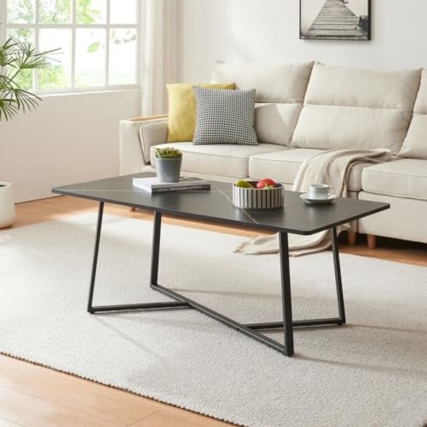 Couchtisch Riskiften 120x60x48 cm Marmoroptik, schwarz [en. casa]