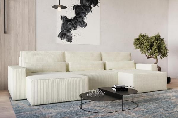 MOEBLO Wohnlandschaft DENVER U MINI, aus Cord, Couch Cord für Wohnzimmer Schlafsofa Sofagarnitur Sofa Eckcouch U-Form Cordstoff, Eckcouch Wohnlandschaft Sofa mit Ottomane Eckgarnitur Polsterecke, mit Schlaffunktion und Bettkasten