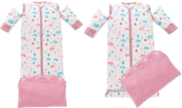 Chilsuessy Baby Winterschlafsack mit abnehmbar Langarm Kinderschlafsack Baby Schlafsack Winter 3.5 Tog Warm gefüttert,Einstellbare Länge (L/Laenge 100cm, Pink/2.5 Tog) Bild 4