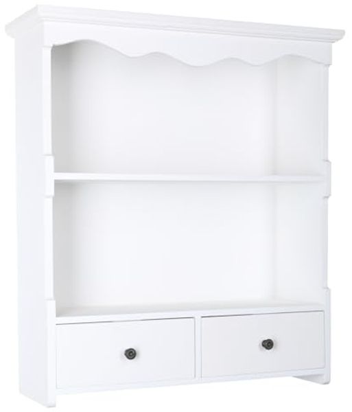 Home4Living Wandregal Küchenregal Wandschrank Weiß Regal Holzregal Vintage 55cm, Dekorativ