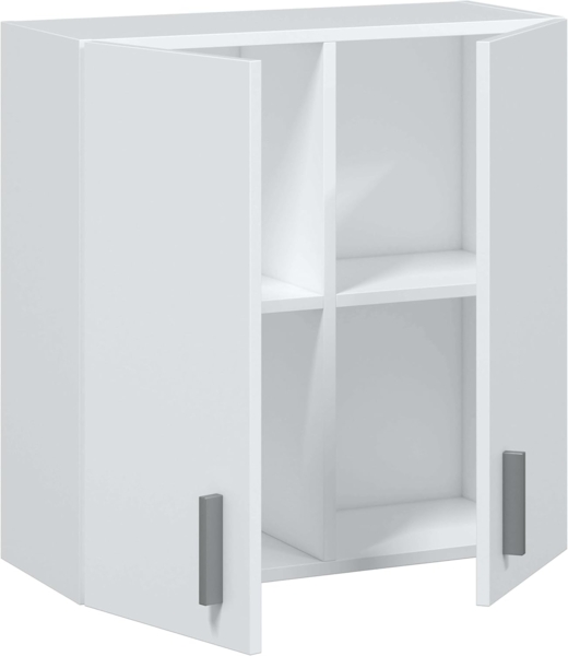 Habitdesign, Hängeschrank – kompakter Mehrzweckschrank in Mattweiß mit 2 Türen und Regalfächern, ideal für Bad, Küche oder Waschküche, Maße: 59 x 60 x 26,5 cm (B x H x T)