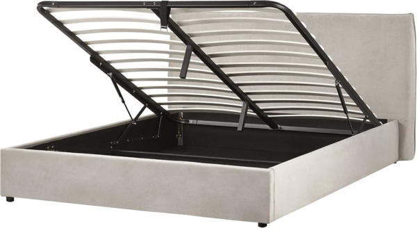Bett mit Stauraum LAVAUR 160 x 200 cm Samtstoff Taupe