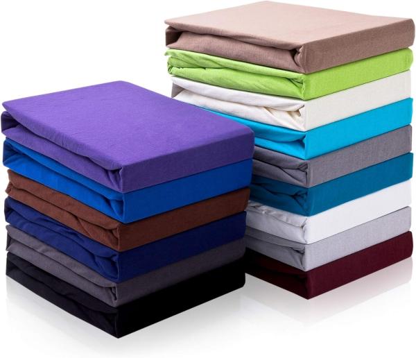 Hometex Premium Textiles Spannbettlaken für Topper bis 10cm Steghöhe, Jersey, Gummizug: Rundumgummizug, ideal für Boxspringbett Topper, 100% reine Baumwolle