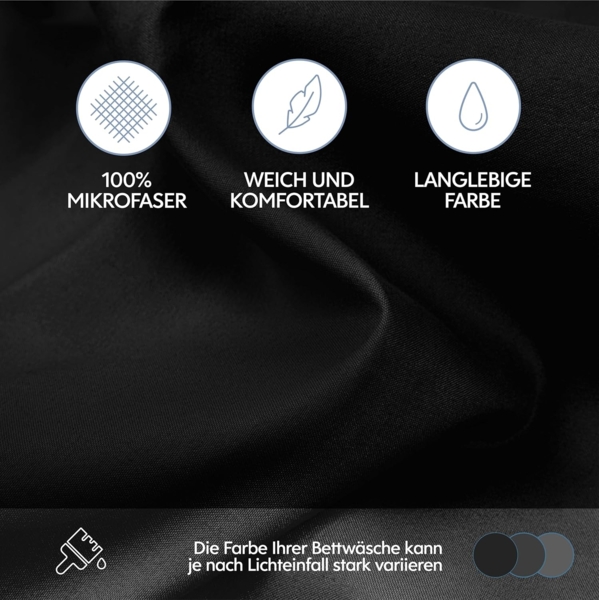 Dreamzie - Spannbettlaken 140x200 cm | Mikrofaser Weich – Für Dicke Matratzen – Oeko-Tex | Komfort, Atmungsaktivität, Pflegeleicht – Schwarz Bild 4