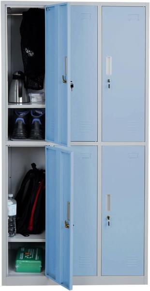 Schließfach Boston T829, Schließfachschrank Wertfachschrank Spind, Metall 6 Fächer ~ blau