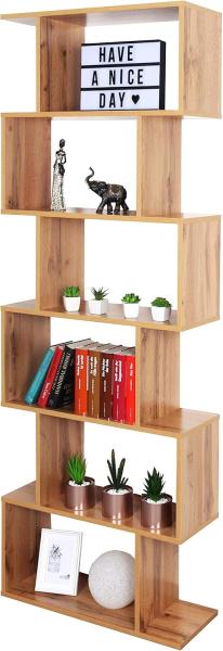 RICOO Standregal 192 x 70 x 25 cm Eiche braun – Bücherregal Raumteiler Wohnzimmer WM070-EW