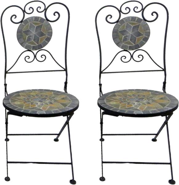 2er Mosaik Klappstuhl Bistrostuhl Balkonstuhl Gartenstuhl Stern Design