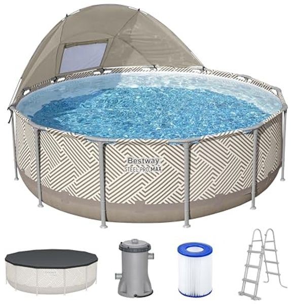 Steel Pro MAX™ Frame Pool Komplett-Set mit Filterpumpe Ø 396 x 107 cm, Op Art-Design, rund