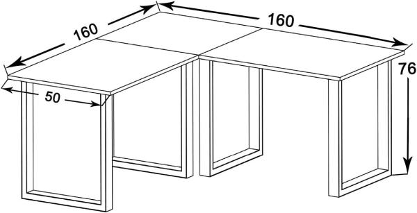 VCM Eck-Schreibtisch Lona 160 x 160 x 50 U-Füße Weiß Bild 3