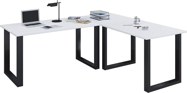 VCM Eck-Schreibtisch Lona 160 x 160 x 50 U-Füße Weiß Bild 1