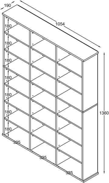 VCM Standregal Megosa 919162 Anthrazit H. 136 x B. 105 x T. 19 cm Bild 3