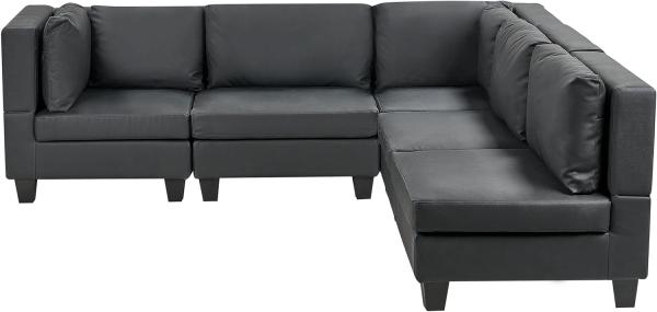 Beliani 'Unstad' Sofa, Schwarz, Kunstleder, 72 x 228 x 228 cm, ohne Ottomane, Links