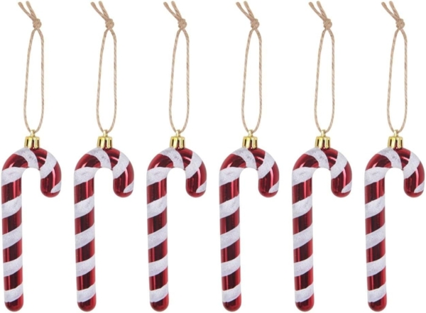 TrendLine Zuckerstangen aus Kunststoff 12cm 6 Stück Candy Cane Weihnachtsdeko