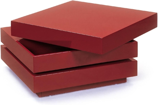 Dmora Beistelltisch mit drehbarer Doppeltischplatte aus MDF, glänzend rot lackiert Bild 7