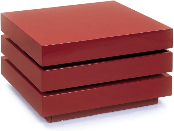 Dmora Beistelltisch mit drehbarer Doppeltischplatte aus MDF, glänzend rot lackiert Bild 5