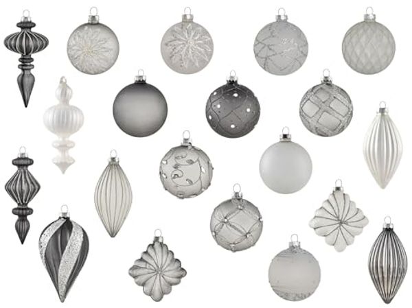 Weihnachtskugel 35er Set FROSTFALL Glas Grau