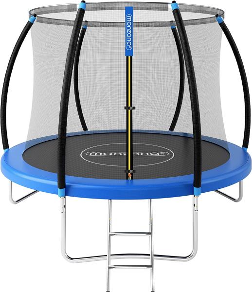 Monzana Trampolin Gartentrampolin, Komplettset inkl. Sicherheitsnetz Innen Leiter Randabdeckung, Schwarz, Ø 244cm