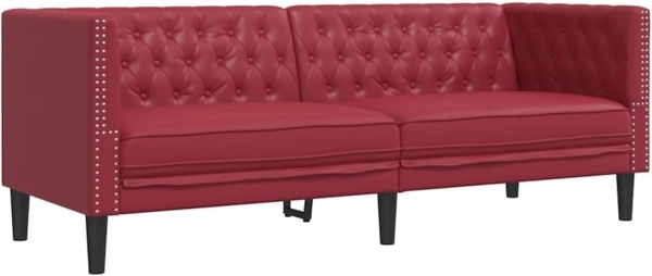 vidaXL Chesterfield-Sofa 3-Sitzer Weinrot Kunstleder 372670