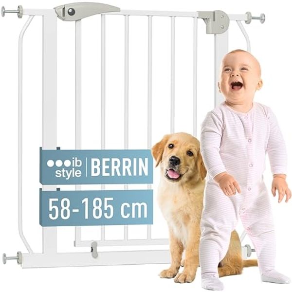 ib style® Berrin ! PREISSIEGER ! Treppengitter 58-175 cm | Ohne Bohren |Auto-Close| 90° Stop | Einhand Bedienung | 108-116 cm