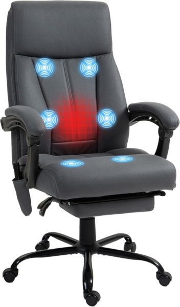Vinsetto Schreibtischstuhl Bürostuhl mit Wippfunktion, Massagesessel (Chefsessel, 1 St), 120 kg Belastbar, Dunkelgrau