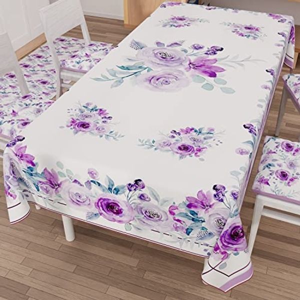 PETTI Artigiani Italiani - Tischdecke, schmutzabweisend, rechteckig, für Küchentisch, Blumenmuster, 02x6 Sitzer (140x180 cm), 100% Made in Italy