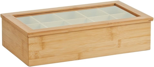 ZELLER 25361 Teebeutelbox mit 10 Fächern, Bambus/Acryl, 36 x 20 x 9 cm Bild 1