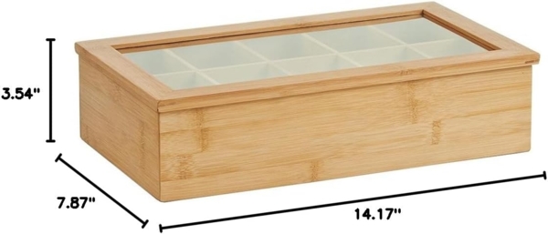 ZELLER 25361 Teebeutelbox mit 10 Fächern, Bambus/Acryl, 36 x 20 x 9 cm Bild 5