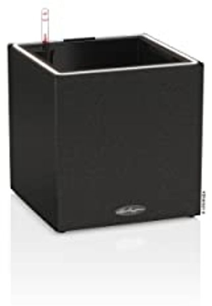 LECHUZA Pflanzgefäß CANTO Stone 30 LED Low ALL-IN-ONE 30x30 cm Schwarz 446095