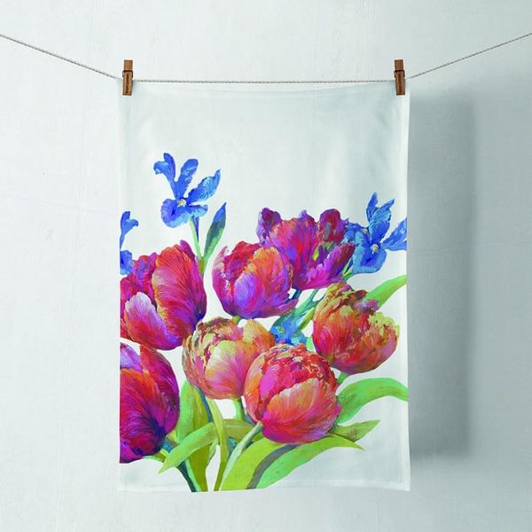 Ambiente® Geschirrtuch Tulips of joy, (1-tlg, 1-teilig), Geschirrtücher ca. 50x70cm Baumwolle