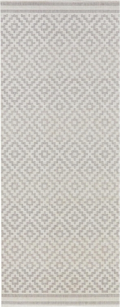 In- & Outdoor Teppich Raute grau/creme - 80x200x0,8cm